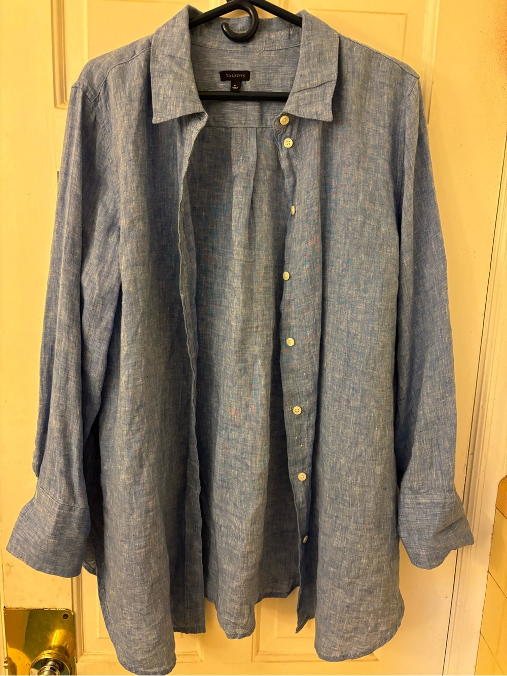 Talbots Light Blue Linen Button-Up Shirt Size Extra Large